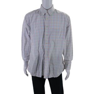Gitman Bros Men's Collared Long Sleeves Button Down Plaid Shirt Size 17.5